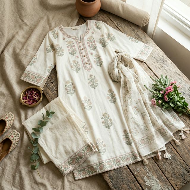 Ivory Bloom Kurta Collection